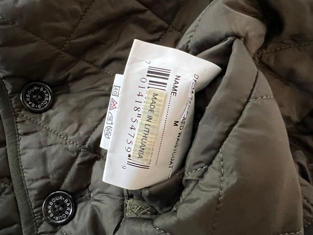 Barbour ダークオリーブ キルティングベスト