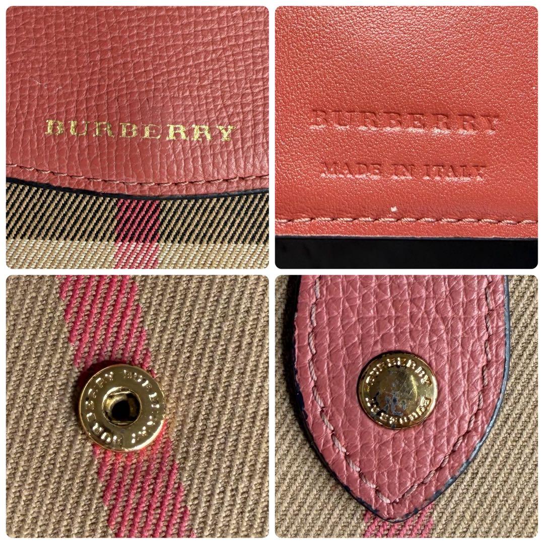 【美品】BURBERRY バーバリー 二つ折り財布 ノバチェック ピンク