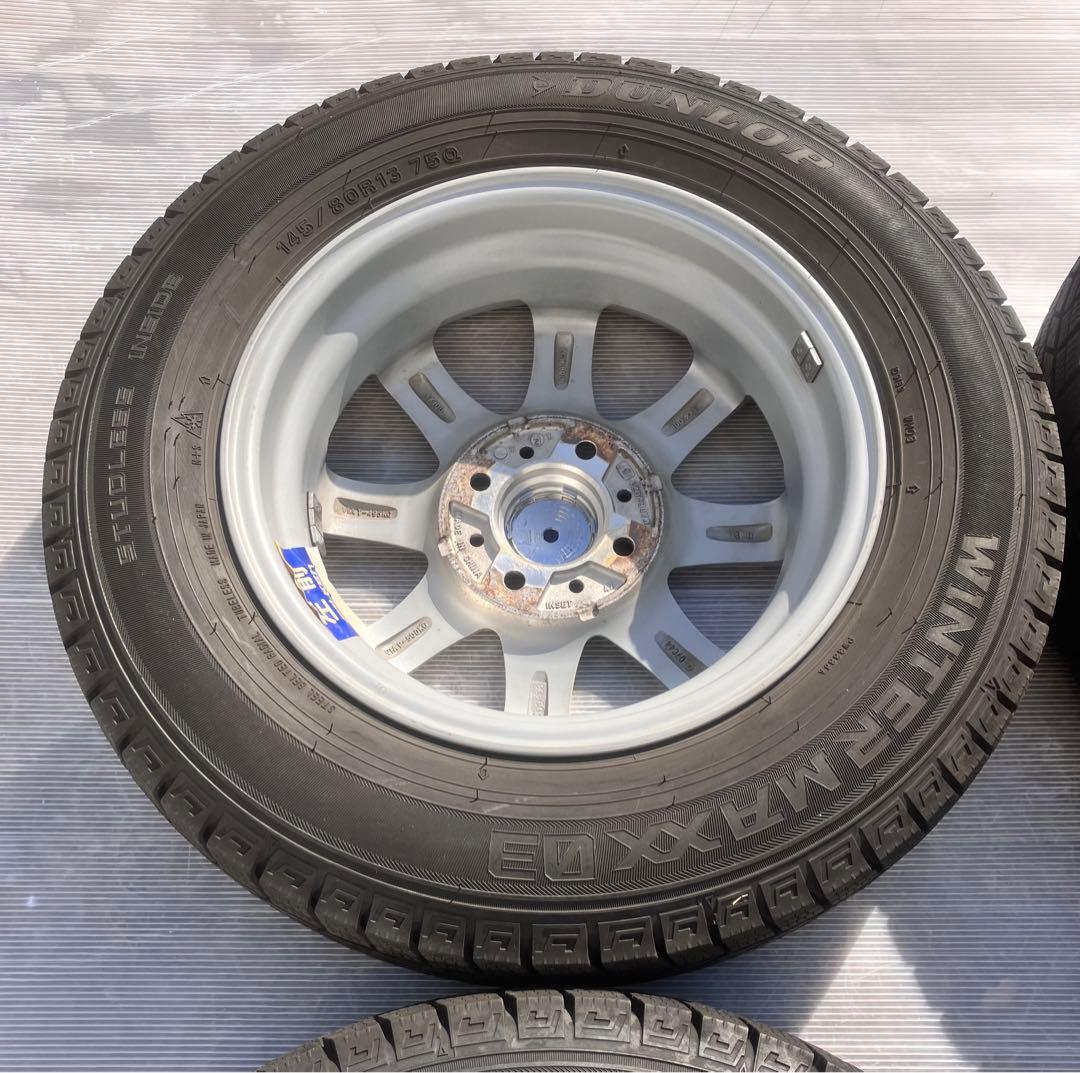スタッドレスタイヤ　ホイール付4本【2021年】ダンロップ145/80R13