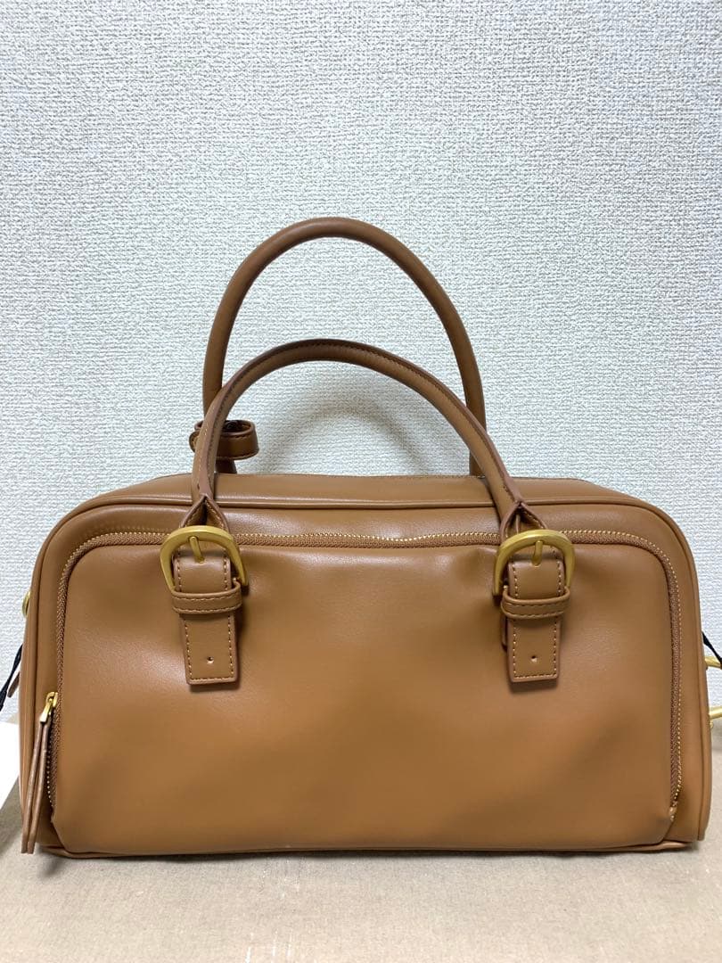 新品未使用　zara ジッパーボストンバッグ　ショルダーバッグ　ブラウン