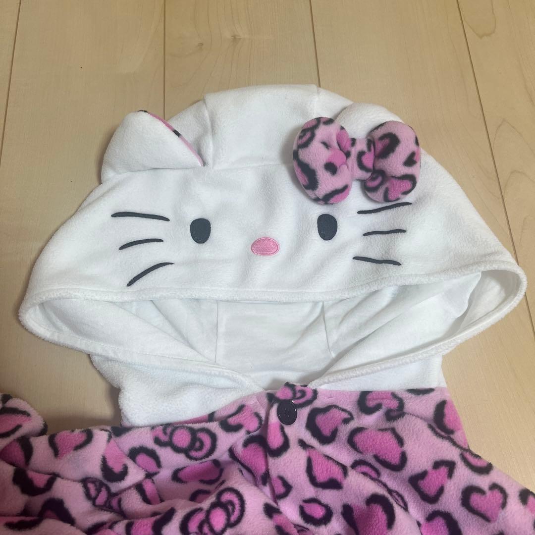 ハローキティ　ヒョウ柄　ピンク　着ぐるみ　ルームウェア フリース　フリーサイズ