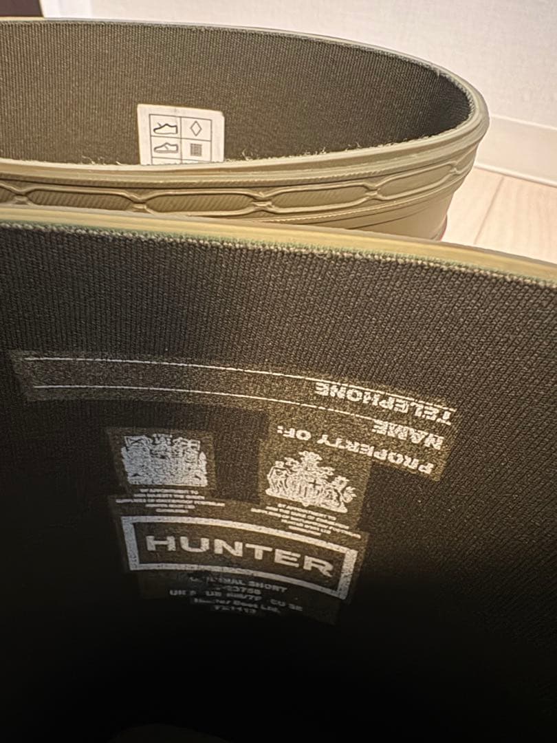 Hunter レインブーツ　オリジナルショート カーキ　長靴　インナーソックス付