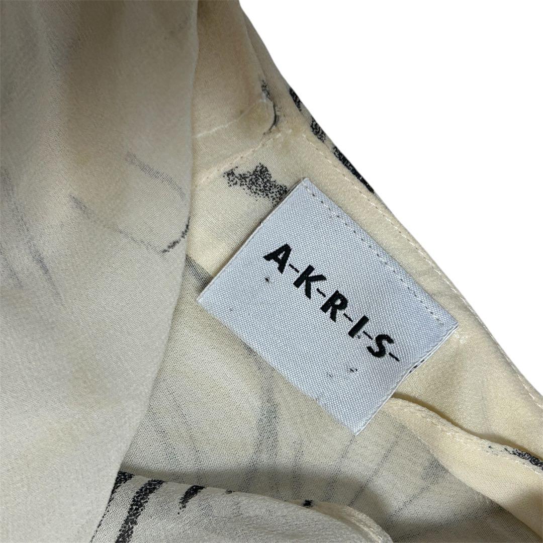 AKRIS アクリス シルク100% 総柄 シアーワンピース 38