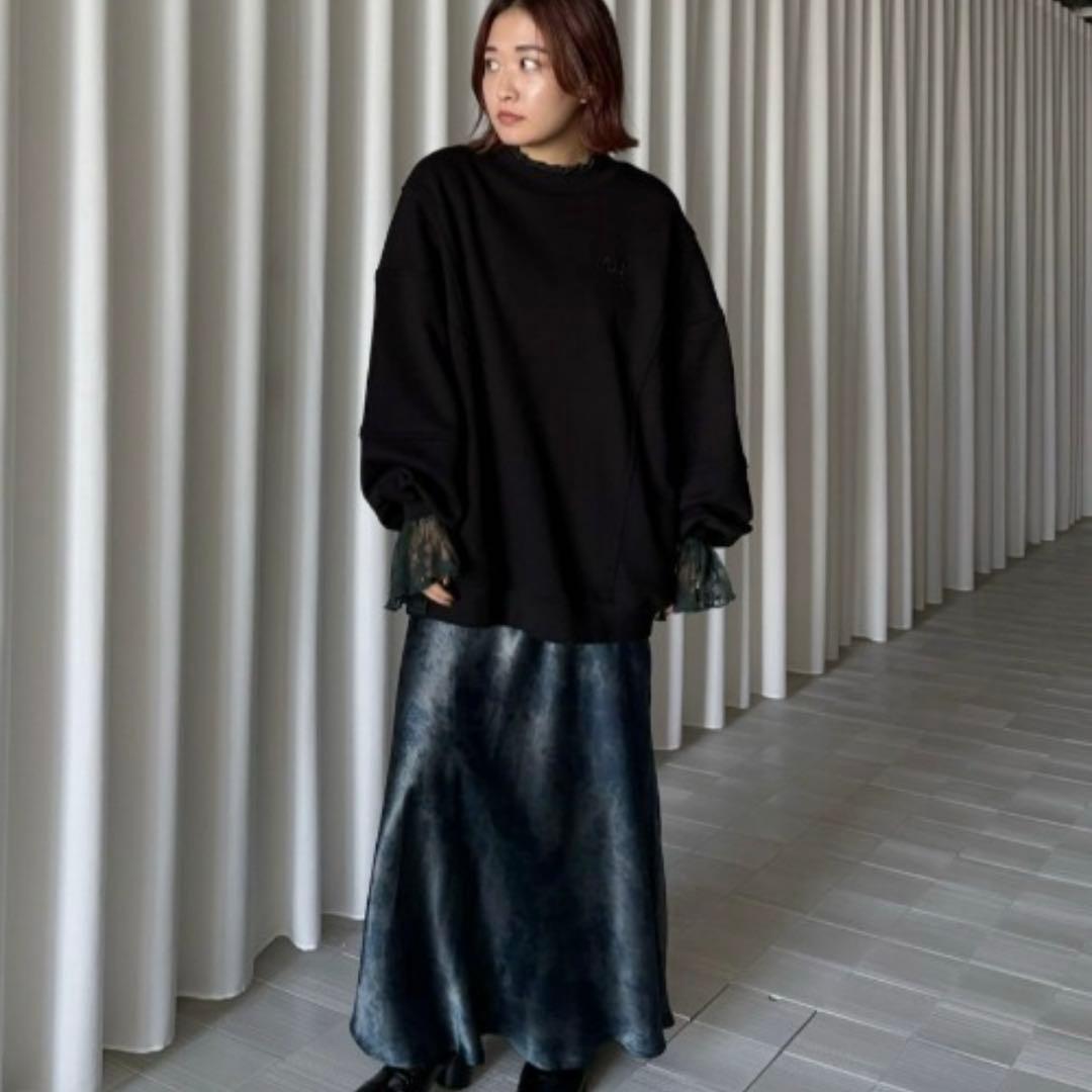アメリ　BIAS SATIN PRINT SKIRT サテンスカート