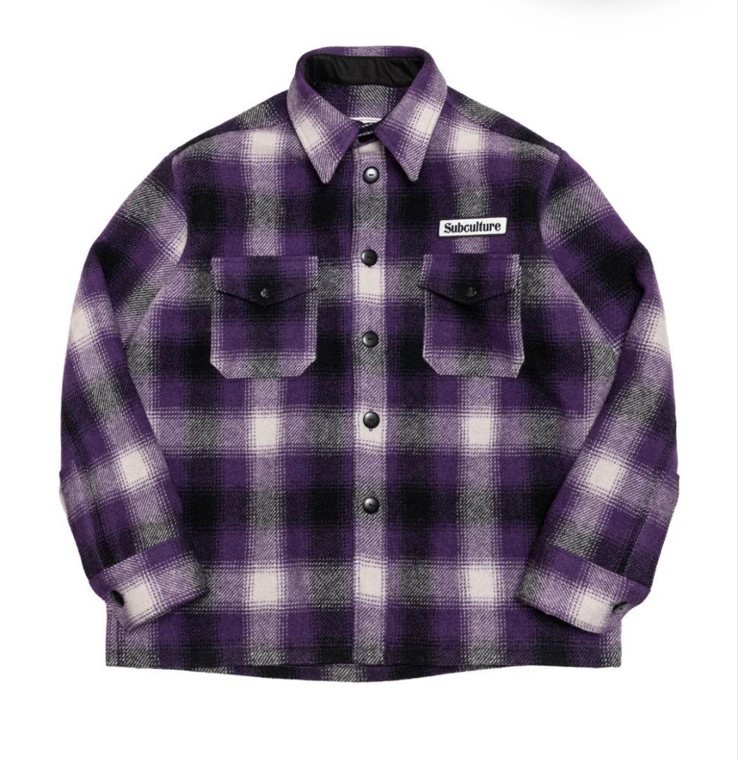 トップス SUBCULTURE OMBRE CHECK JACKET / PURPLE