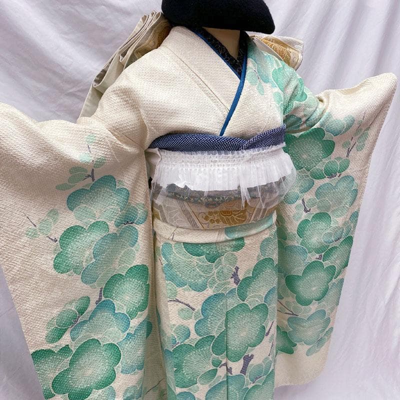 501aj54◎振袖＆袋帯 総絞り 梅 成人式 結婚式 十三参り◎