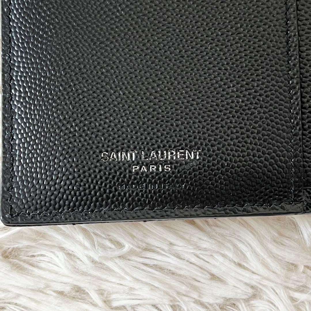 未使用級✨　サンローラン　二つ折り財布　YSL　キャビアスキン　ブラック