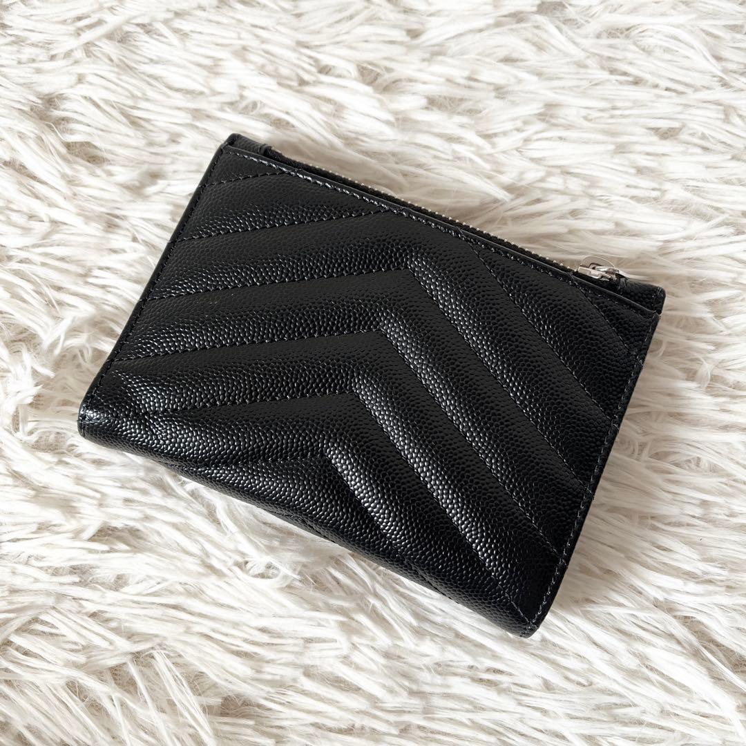未使用級✨　サンローラン　二つ折り財布　YSL　キャビアスキン　ブラック