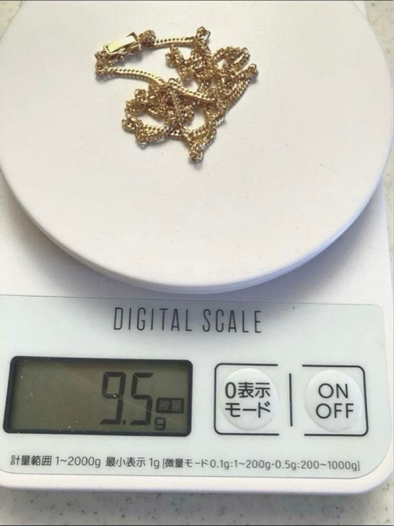 未使用美品⭐︎k18 6面Wネックレス約9.5g 45cm造幣局刻印あり男女兼用