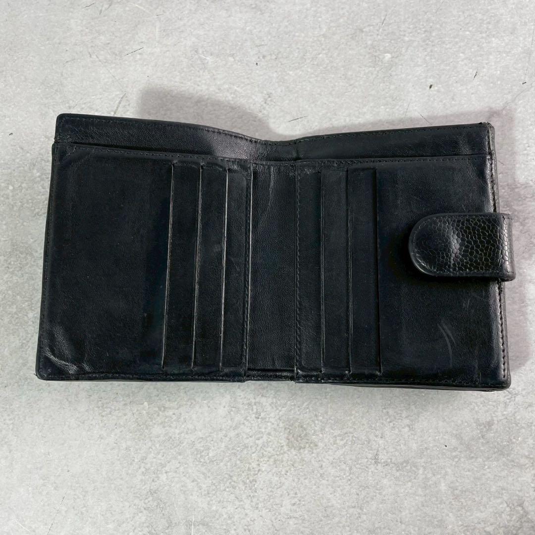 【ヴィンテージ】シャネル 財布 ラムレザー ココマーク ブラック