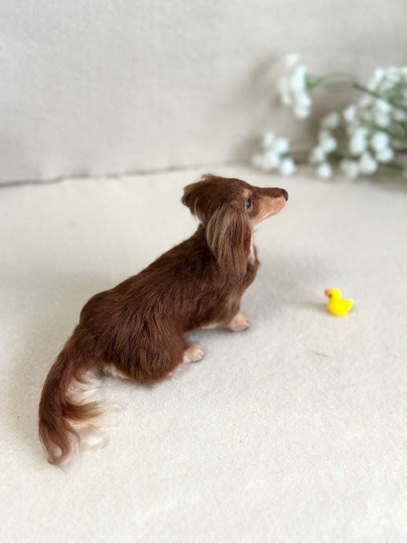 ミニチュアダックスフンド（お鼻の色変更できます）チョコタン　羊毛フェルト　犬