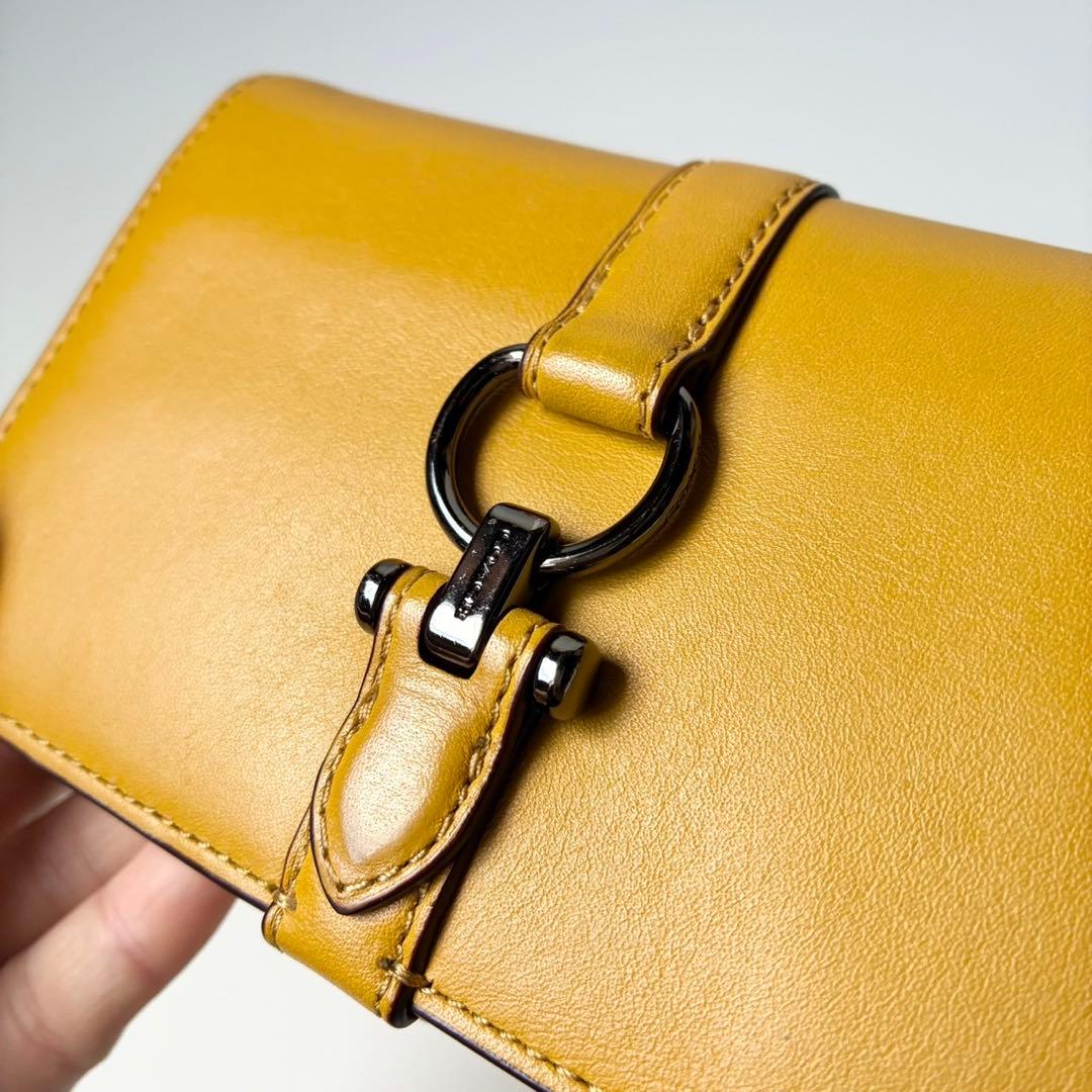 【極美品】COACH 二つ折り財布 ノマド グラブタンレザー 本革 マスタード