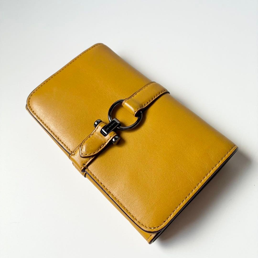 【極美品】COACH 二つ折り財布 ノマド グラブタンレザー 本革 マスタード
