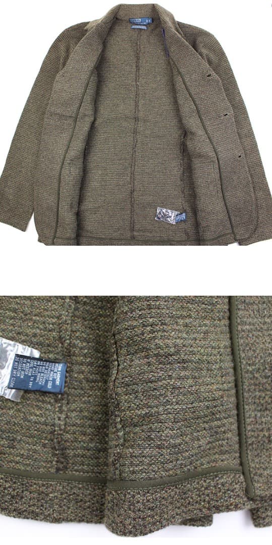 ラルフローレン ツイードジャケット メンズ カシミア混 M オリーブ 新品