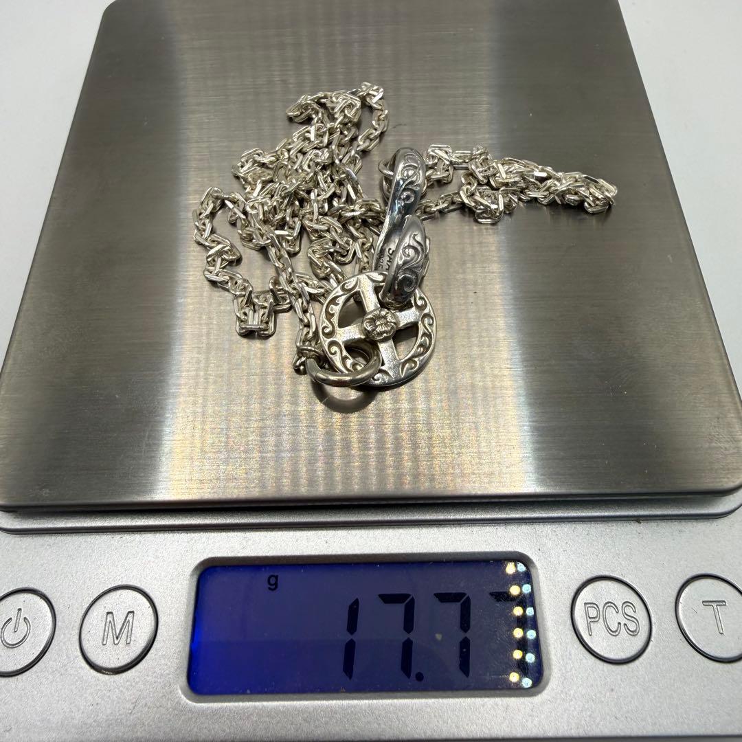 美品　SAAD シルバーフック、ホイール細角ロングチェーン　62センチ