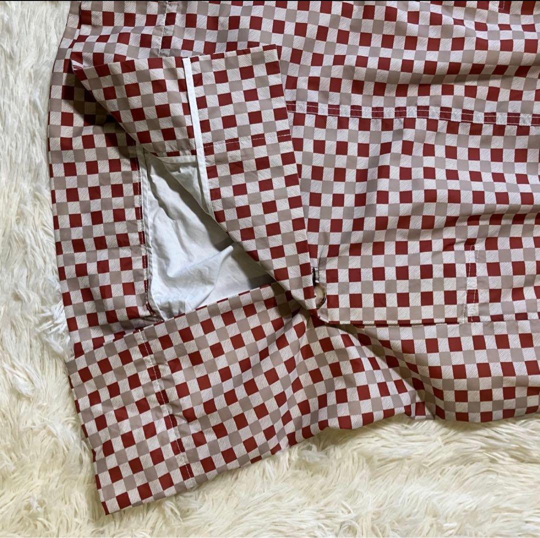 MARNI チェック ラップ風スカート 共布ベルト　赤×ベージュ M イタリア