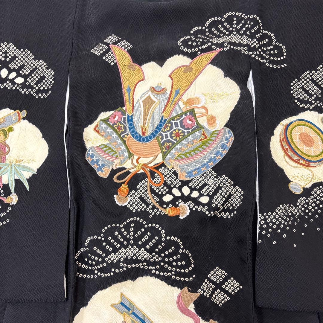 Rabbit新品特選京友禅絞り染、刺繍美術、桶絞り工芸　正絹産着大将兜文