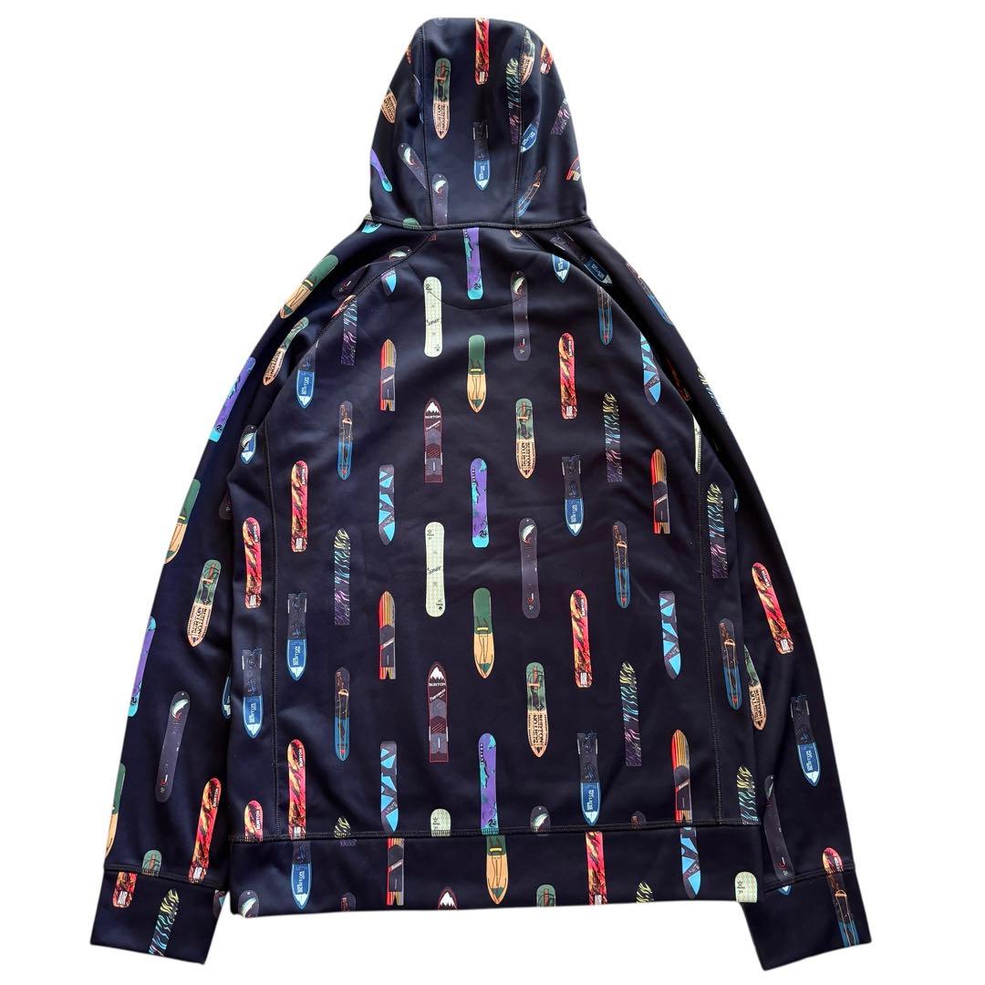 Burton バートン スノーボード柄 総柄 プルオーバー フーディ メンズM