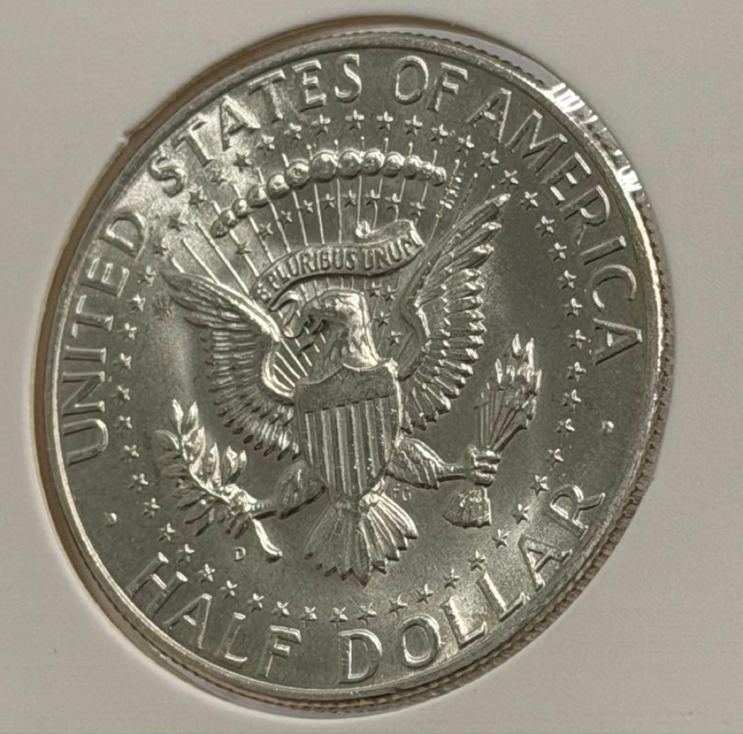 1964年ケネディハーフダラー銀貨（ミントマークＤ）ハイグレード