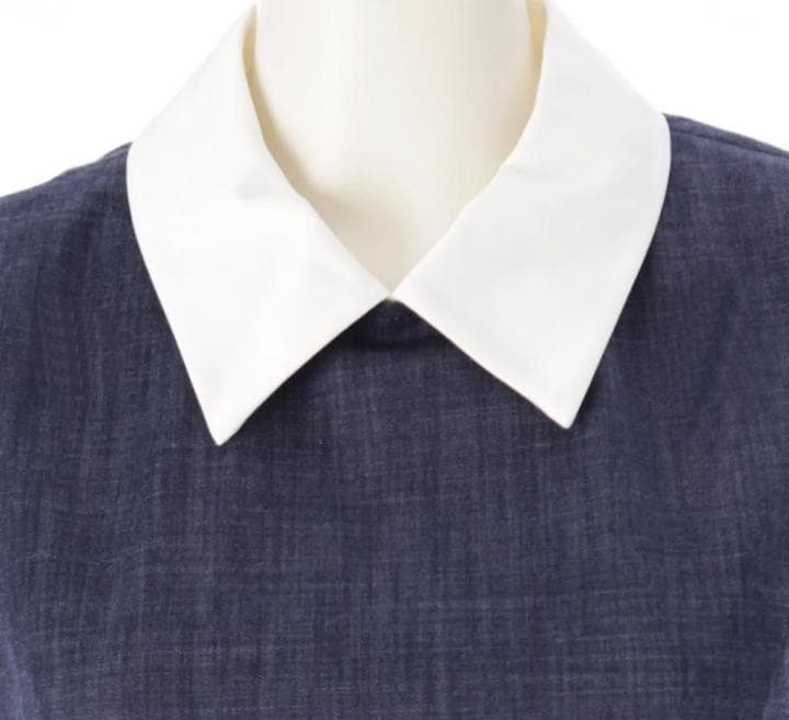 極美品 FOXEYフォクシー 3way 白襟 ビジュー襟 デニム ワンピース38
