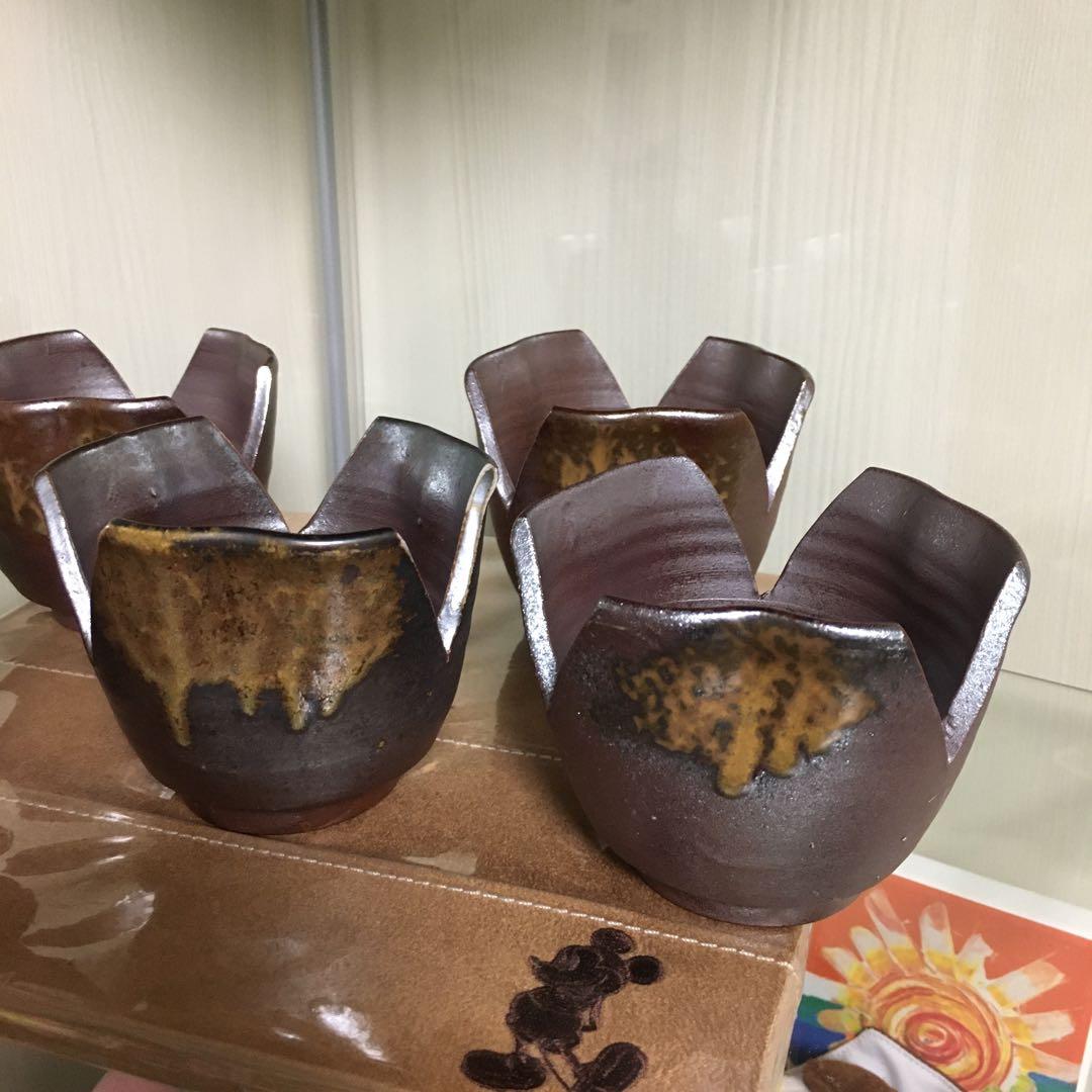 備前焼　割山椒　向付　5客セット　懐石料理