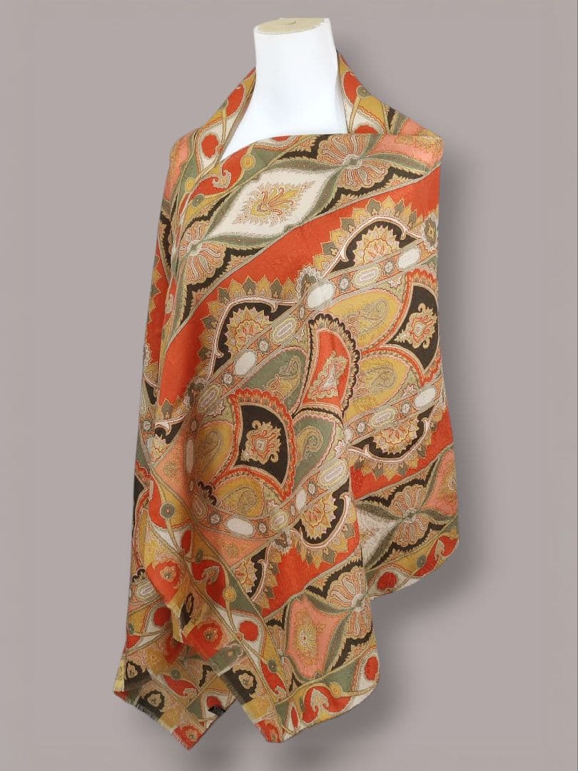 極美品　ETRO　ストール　ショール　ウール／シルク　ITALY　オリエンタル柄