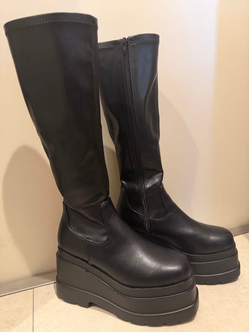 R&E 厚底ストレッチロングブーツ　23.5cm