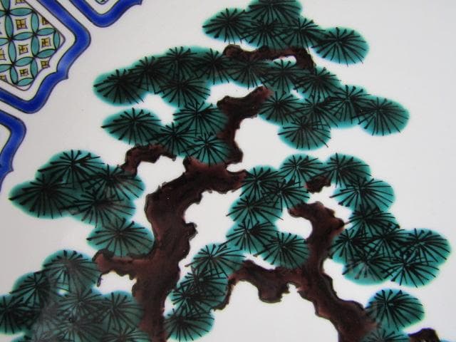 Y5-1012◇九谷焼 中村重人作 古九谷写 大皿 飾皿 巾40ｃｍ◇