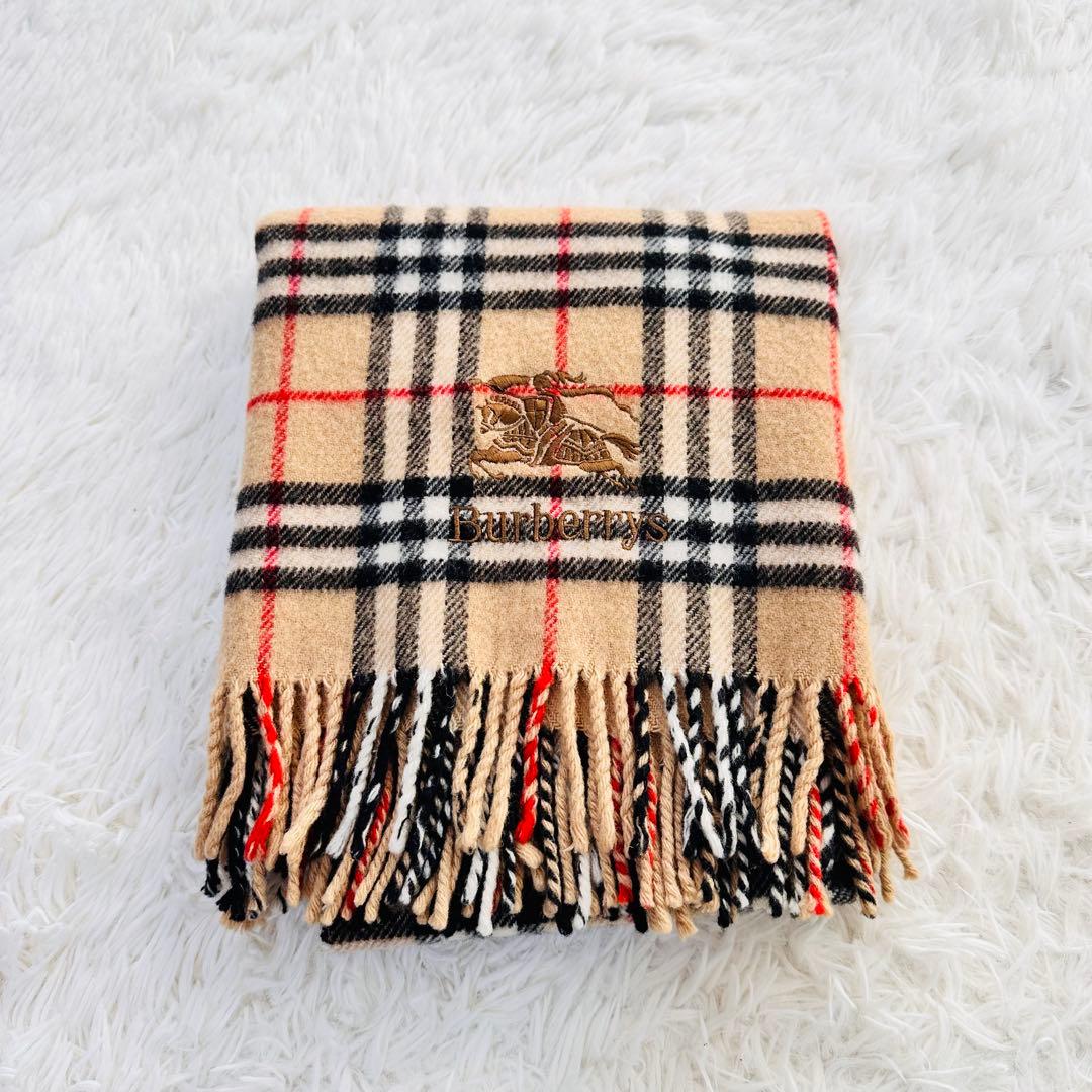 Burberry 刺繍 ショール 大判 ストール ブランケット ノバチェック