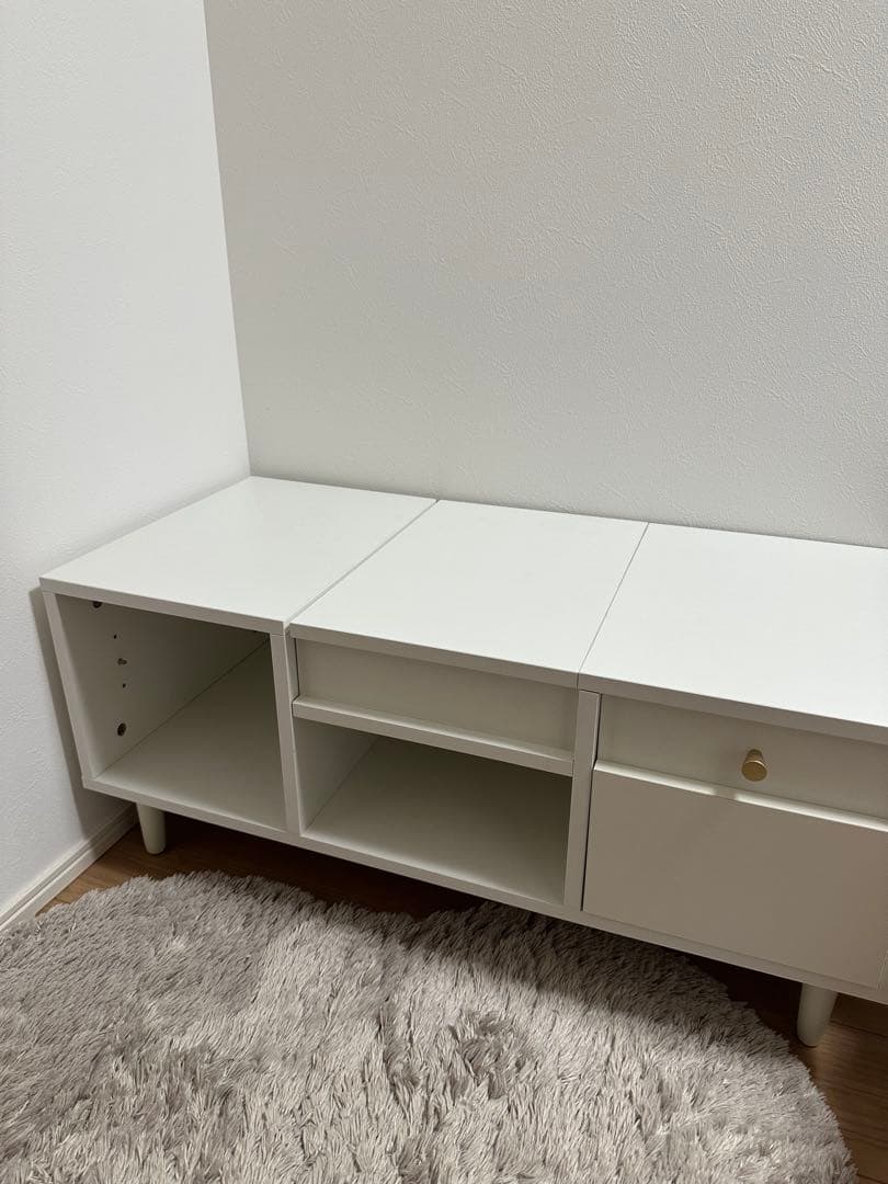 ホワイトドレッサー 85cm 可動式ミラー