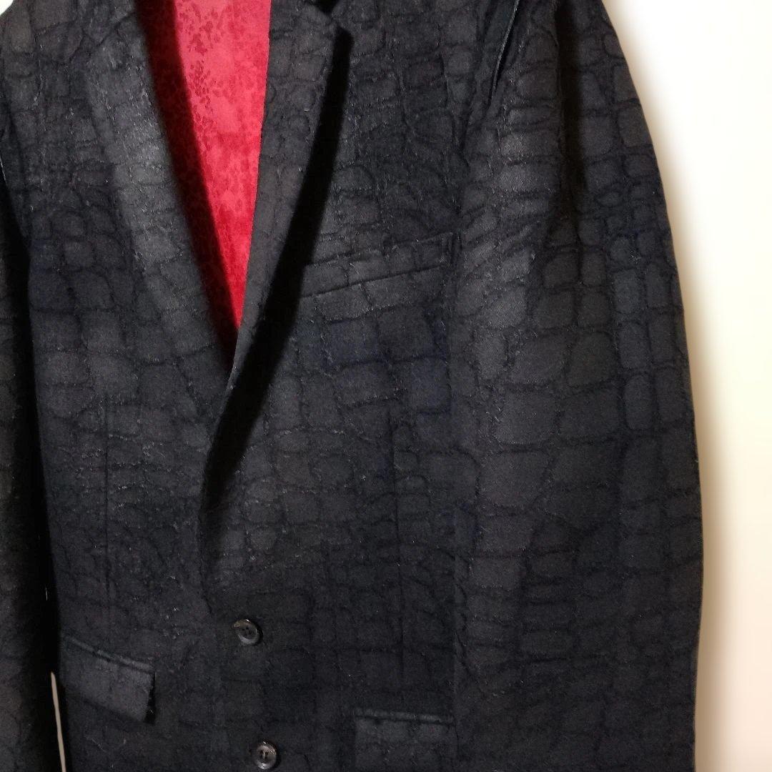 Roen クロコ調黒テーラードジャケット サイズ50