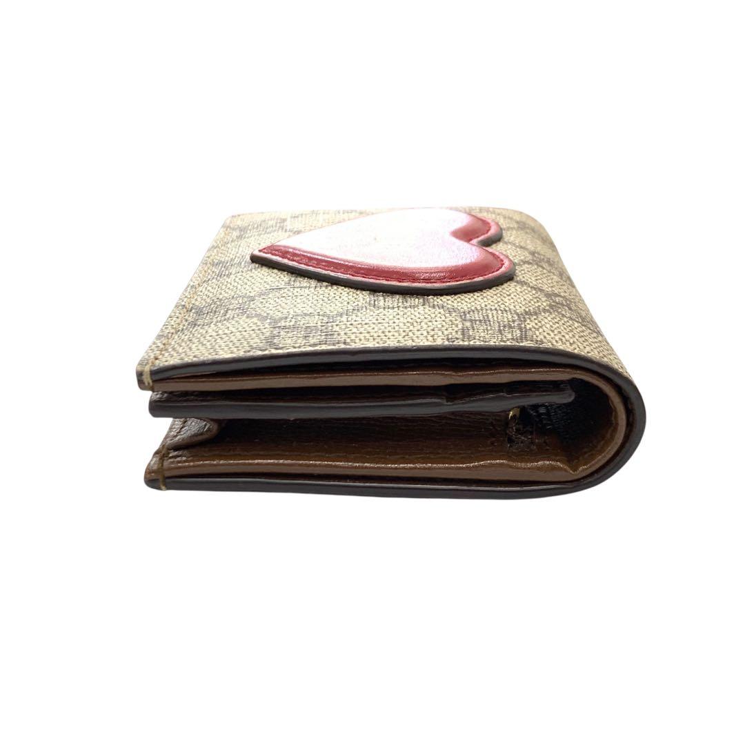 【美品】GUCCI グッチ GGスプリーム ハート コンパクト財布 648848