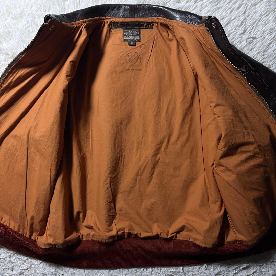 b*8様 極美品■バズリクソンズ　フライトジャケット　A-2 馬革　赤リブ　42