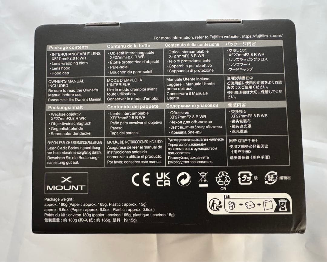 新品未使用品　Fujinon XF27mmF2.8 R WR 単焦点レンズ