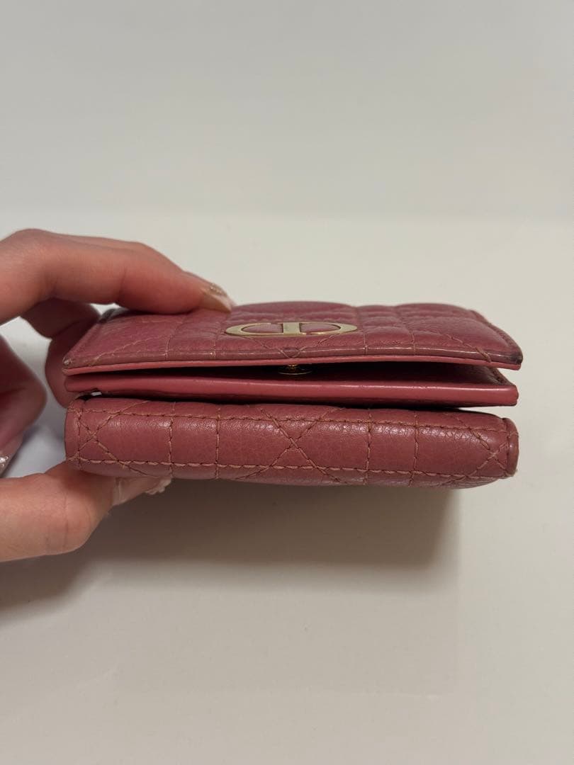 Dior 三つ折り財布 コンパクトウォレット　ピンク