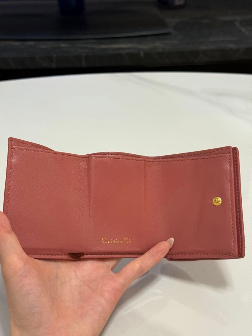 Dior 三つ折り財布 コンパクトウォレット　ピンク