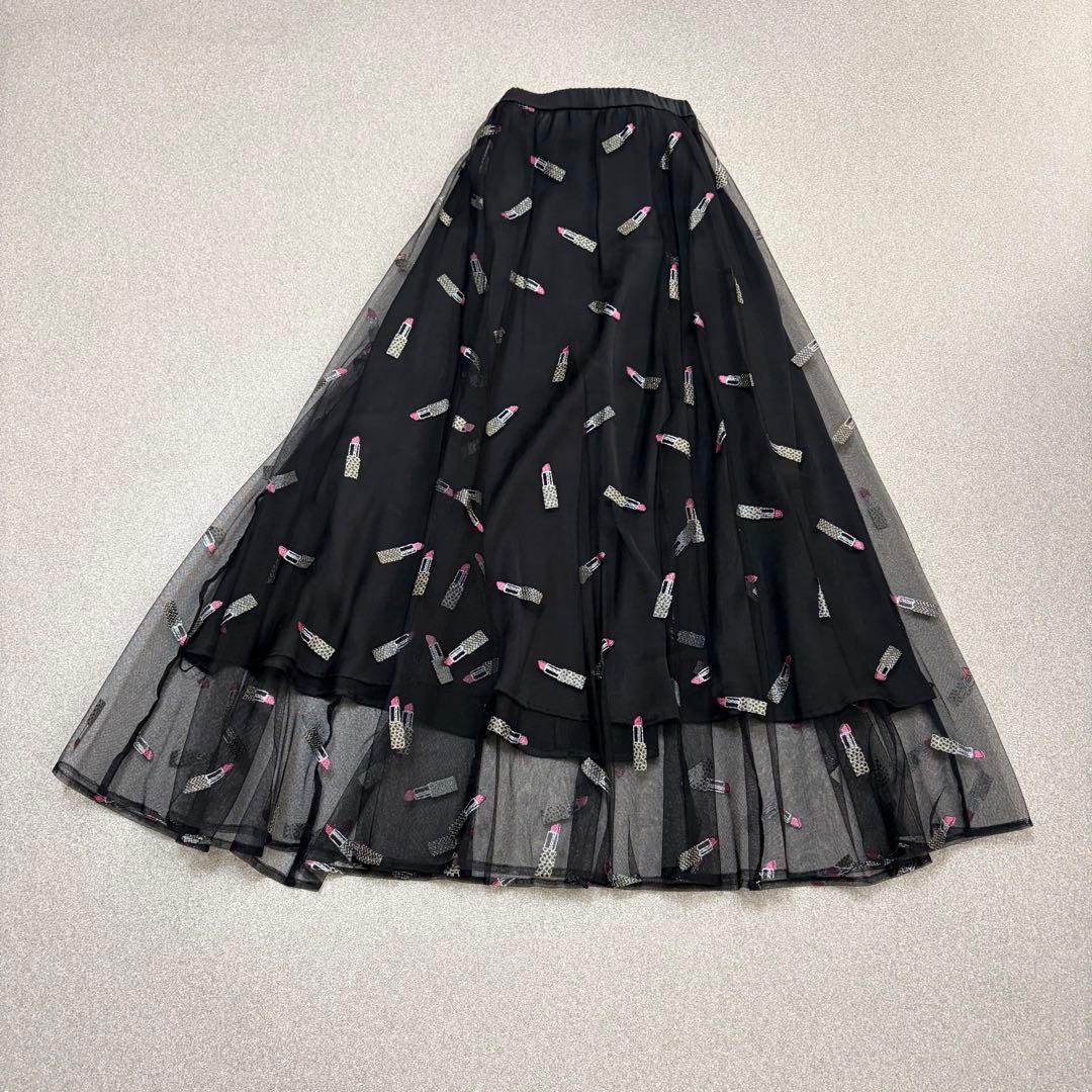 【美品✨近年モデル】グレースクラス リップスティックチュールスカート ロング 黒