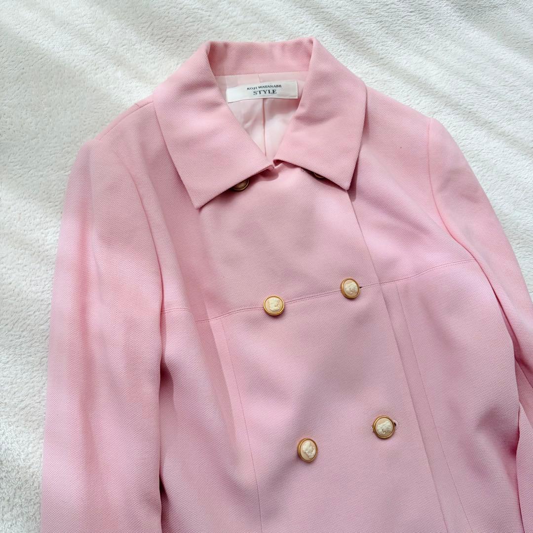 ❁ KOJI WATANABE STYLE ロングコート 桜色カメオボタン