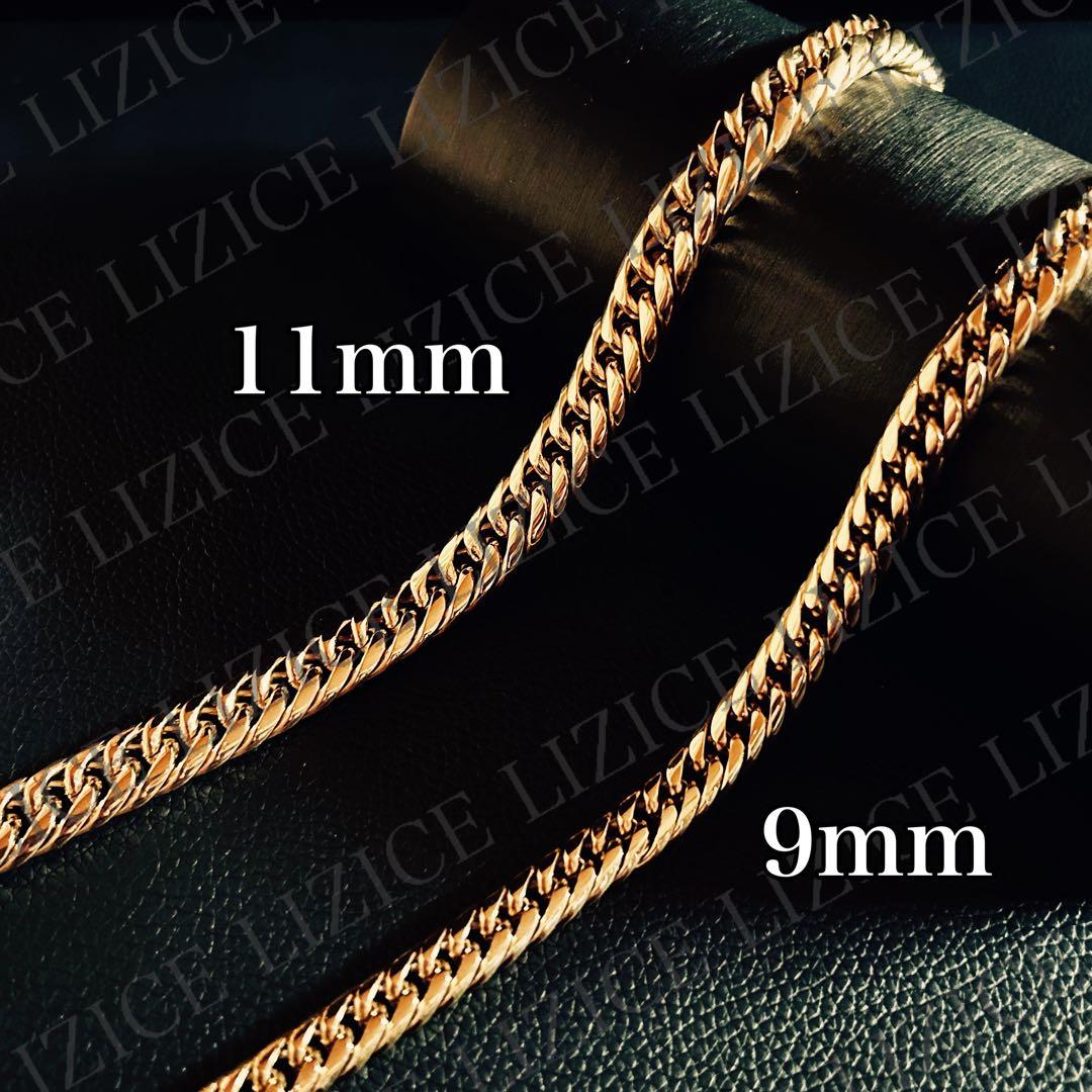 【18kgp】11mm50cm 喜平ダブルステンレスネックレス ゴールド 金