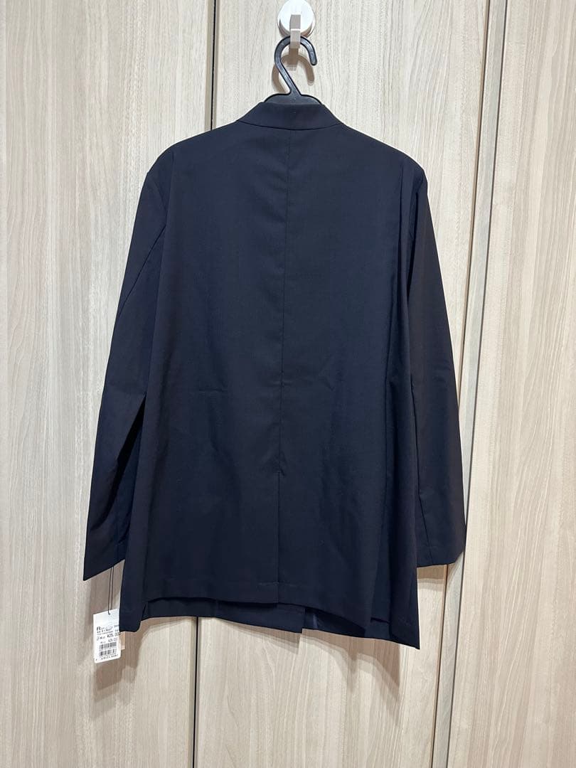 定価25000円　YORT ネイビー ノーカラーダブルボタンジャケット
