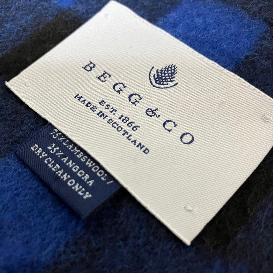 未使用✨BEGG & CO✨スコットランド製✨マフラー✨アンゴラ混✨チェック柄