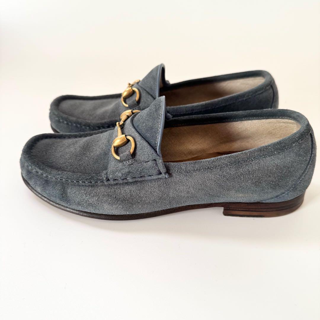 美品　GUCCI ホースビットローファー　スエード　モカシン　グレー　OLD