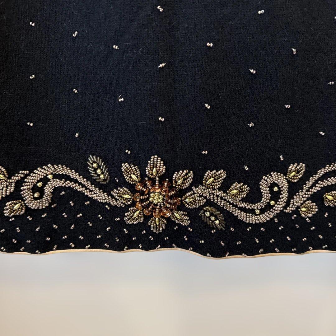 60s 70s香港製　ヴィンテージ ニットカーディガン ビーズ刺繍 チャイナ