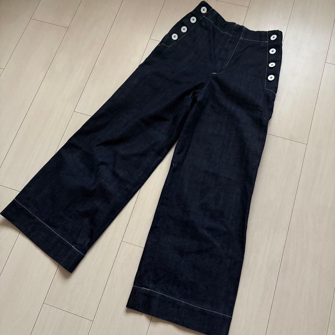 【美品】アダムエロペ デニム マリンパンツ ワイドパンツ インディゴ 36 S
