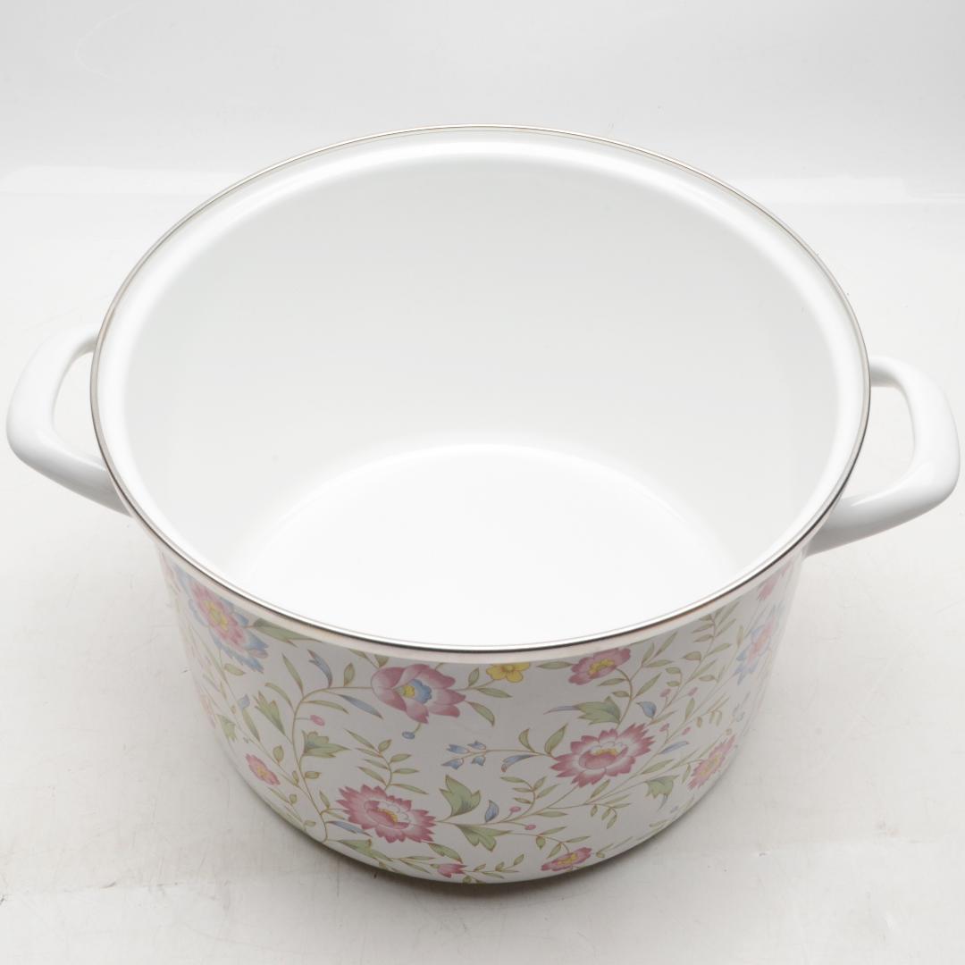 未使用品　箱付　EJIRY　蒸し兼用鍋　深型鍋　蒸し茶碗付き　ホーロー　24cm