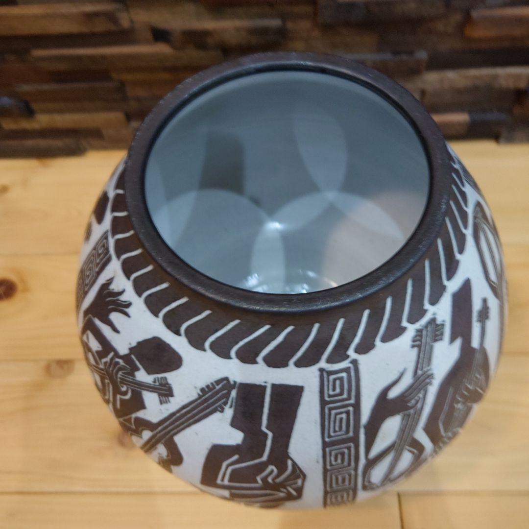 人物と楽器のデザイン陶器　作家　陶芸家　アンティーク　美術品　壺　芸術品