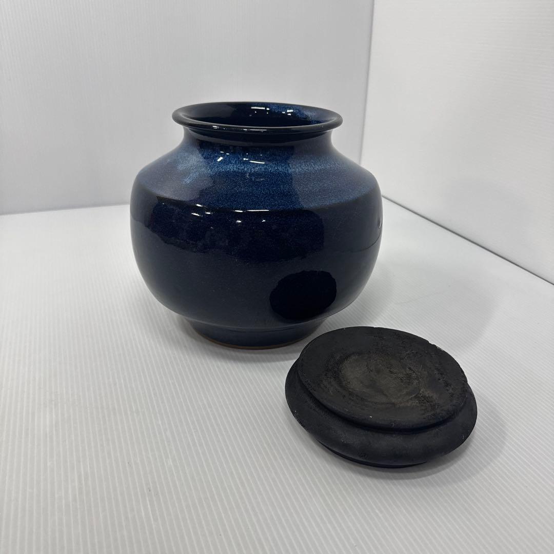 信楽焼 花瓶 花器 壺 華道具 インテリア ネイビー
