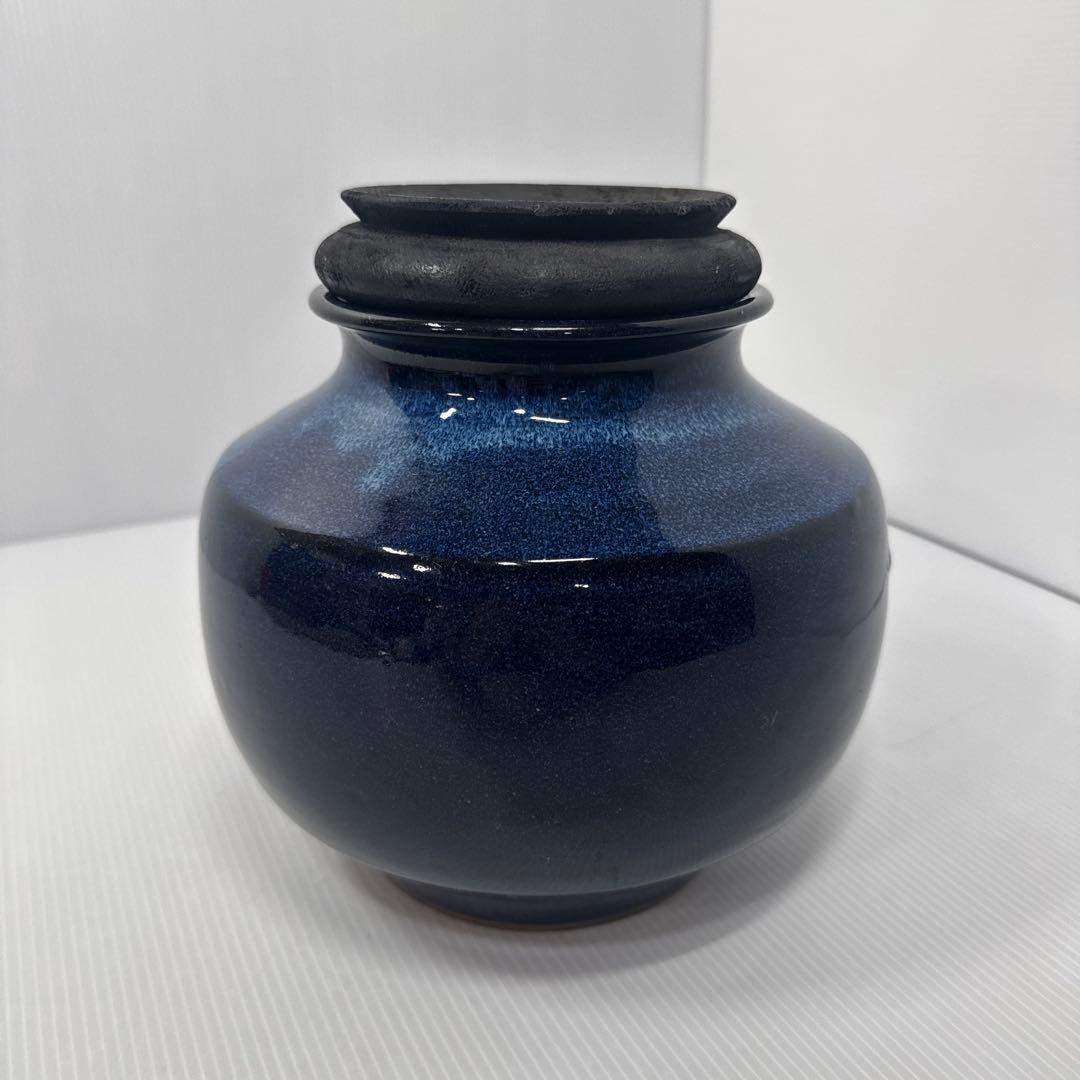 信楽焼 花瓶 花器 壺 華道具 インテリア ネイビー