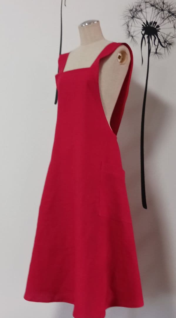 専用　Linen 100　ほか　エプロン　Ｍ～　Red　ブルー　ブラウン　計3点