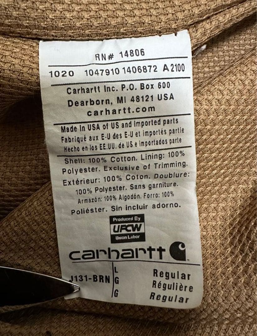 ［美品］Carhartt アクティブジャケット　USA製　裏地サーマル